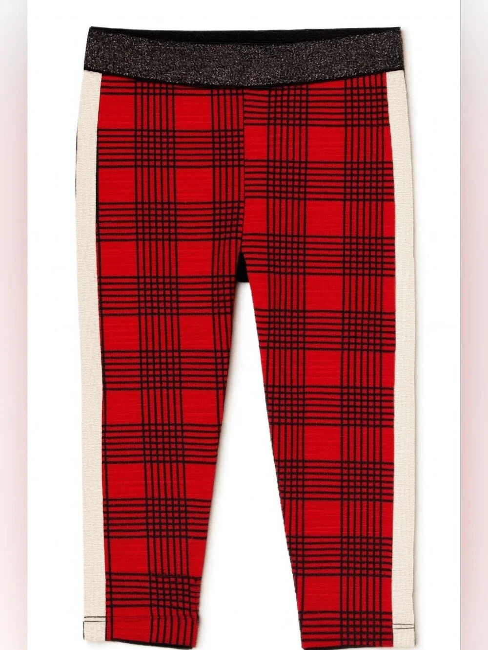 Garanimals Red and Black Plaid Leggings with Cream Side Stripe